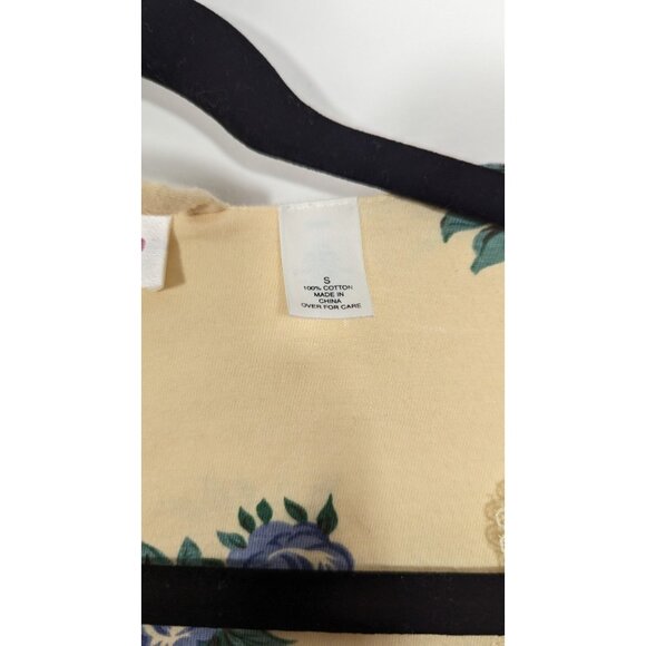 Victorias Secret Womens Robe Small Yellow Lace Trim Blue Floral Wrap Tie Belt - Picture 5 of 10